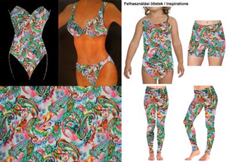 Nyomott mintás fürdőruha anyag